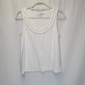 Boden Women's Size 10 Tank Top White Ruffle